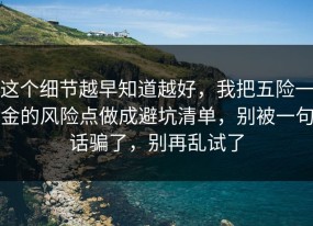 这个细节越早知道越好，我把五险一金的风险点做成避坑清单，别被一句话骗了，别再乱试了
