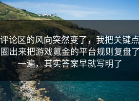 评论区的风向突然变了，我把关键点圈出来把游戏氪金的平台规则复盘了一遍，其实答案早就写明了