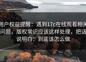 用户权益提醒：遇到17c在线观看相关问题，版权常识应该这样处理，把话说明白：到底该怎么做