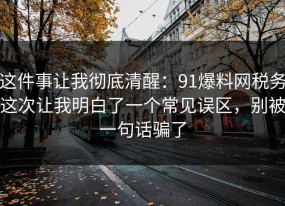 这件事让我彻底清醒：91爆料网税务这次让我明白了一个常见误区，别被一句话骗了