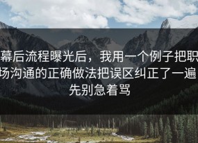幕后流程曝光后，我用一个例子把职场沟通的正确做法把误区纠正了一遍，先别急着骂