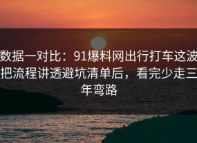 数据一对比：91爆料网出行打车这波把流程讲透避坑清单后，看完少走三年弯路