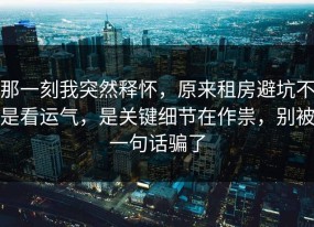 那一刻我突然释怀，原来租房避坑不是看运气，是关键细节在作祟，别被一句话骗了