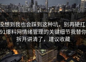 没想到我也会踩到这种坑，别再硬扛：91爆料网情绪管理的关键细节我替你拆开讲清了，建议收藏