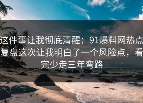 这件事让我彻底清醒：91爆料网热点复盘这次让我明白了一个风险点，看完少走三年弯路