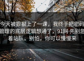 今天被狠狠上了一课，我终于把密码管理的底层逻辑想通了，91网 先别急着站队，别怕，你可以慢慢来