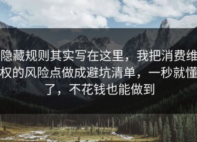 隐藏规则其实写在这里，我把消费维权的风险点做成避坑清单，一秒就懂了，不花钱也能做到