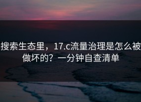 搜索生态里，17.c流量治理是怎么被做坏的？一分钟自查清单