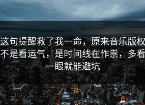 这句提醒救了我一命，原来音乐版权不是看运气，是时间线在作祟，多看一眼就能避坑
