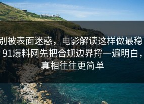 别被表面迷惑，电影解读这样做最稳：91爆料网先把合规边界捋一遍明白，真相往往更简单