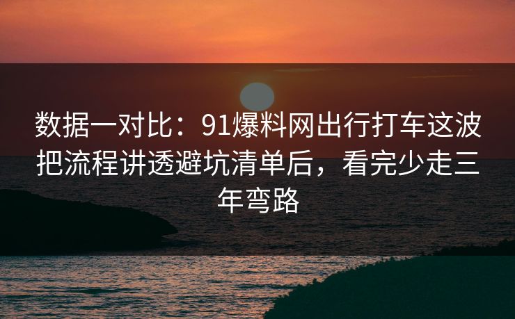 数据一对比：91爆料网出行打车这波把流程讲透避坑清单后，看完少走三年弯路