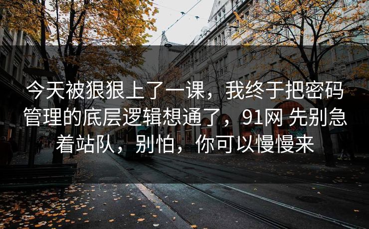 今天被狠狠上了一课，我终于把密码管理的底层逻辑想通了，91网 先别急着站队，别怕，你可以慢慢来