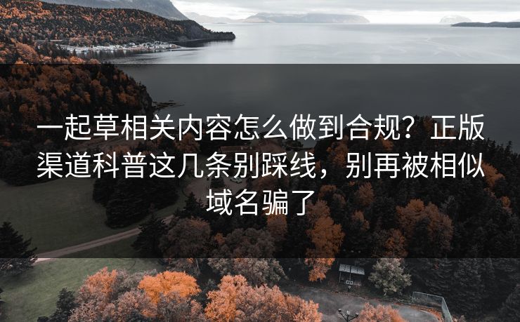 一起草相关内容怎么做到合规？正版渠道科普这几条别踩线，别再被相似域名骗了