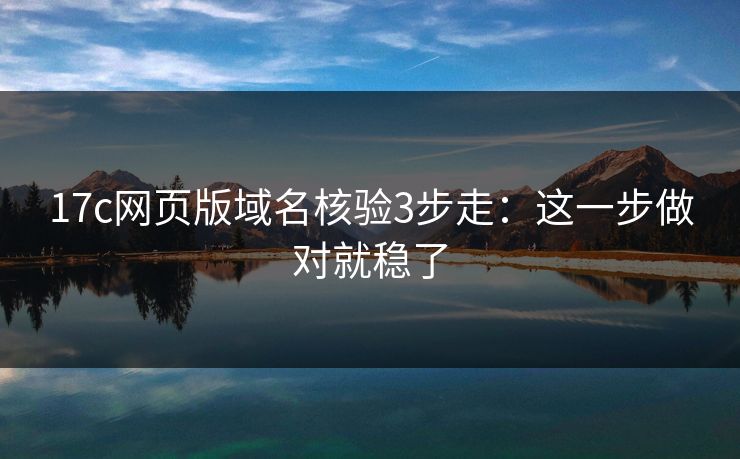 17c网页版域名核验3步走：这一步做对就稳了