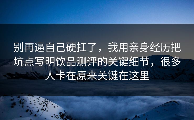 别再逼自己硬扛了，我用亲身经历把坑点写明饮品测评的关键细节，很多人卡在原来关键在这里