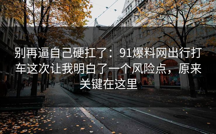 别再逼自己硬扛了：91爆料网出行打车这次让我明白了一个风险点，原来关键在这里