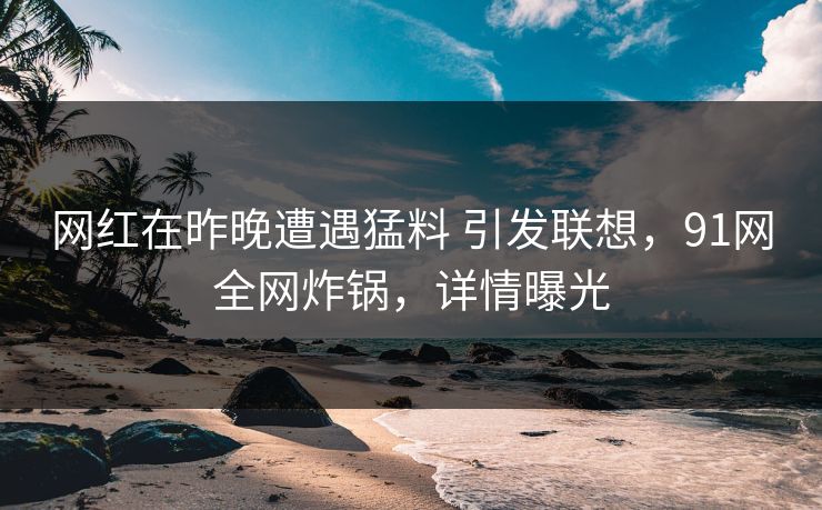 网红在昨晚遭遇猛料 引发联想,91网全网炸锅,详情曝光 网红在昨晚遭遇猛料 引发联想,91网全网炸锅,详情曝光