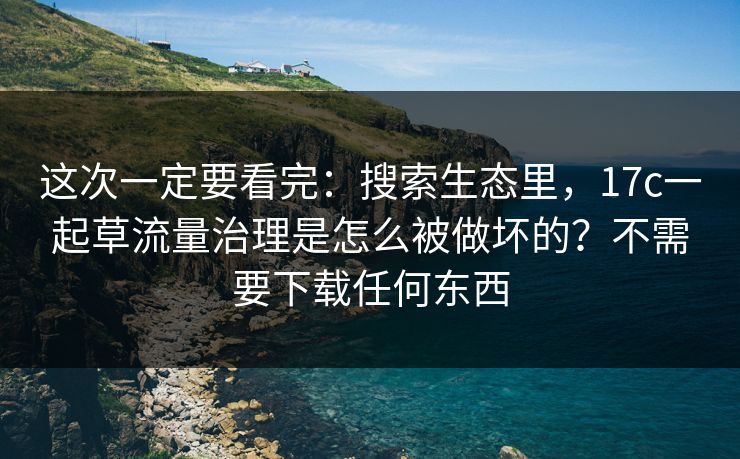 这次一定要看完：搜索生态里，17c一起草流量治理是怎么被做坏的？不需要下载任何东西